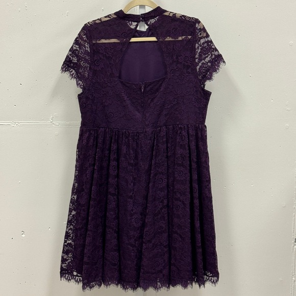 Torrid Deep Purple High Neck Lace Skater Dress Cocktail Dress Size 16 11079159 - Picture 3 of 11